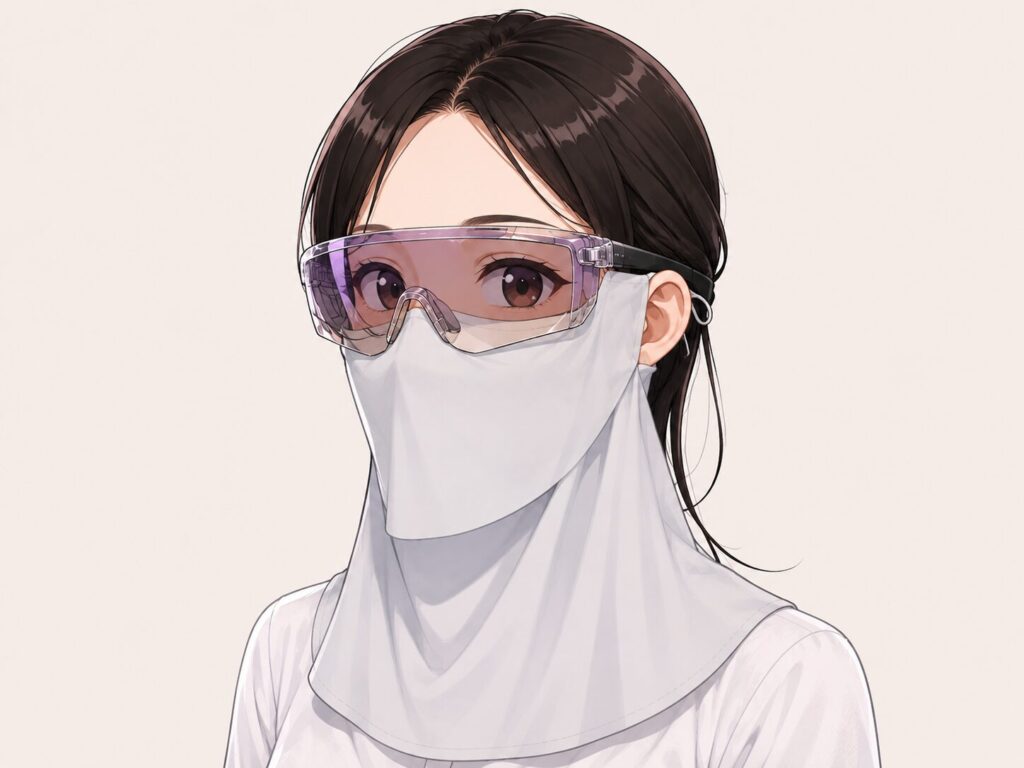 フェイスカバーとサングラスを着けたイラスト
